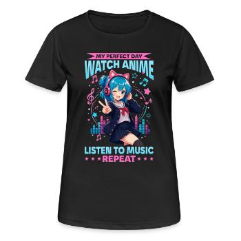 Anime et musique Chibi - T-shirt respirant Femme - noir - Devant - AI Model Female 172 light (172cm)