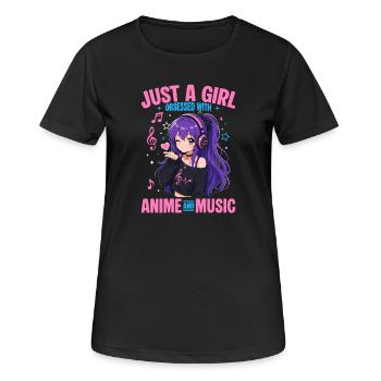 Anime et musique Chibi - T-shirt respirant Femme - noir - Devant - AI Model Female 172 light (172cm)