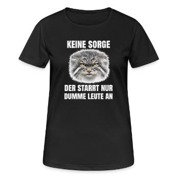 Pallas Katze Manul Cat Sarkasmus Katzen Meme Motiv - Frauen T-Shirt atmungsaktiv - Schwarz - Vorne - AI Model Female 172 light (172cm)