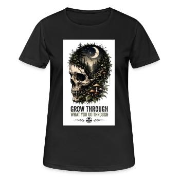 Waldskull Nachtwald Motiv - Frauen T-Shirt atmungsaktiv - Schwarz - Vorne - AI Model Female 172 light (172cm)