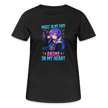 Anime et musique Chibi - T-shirt respirant Femme - noir - Devant - AI Model Female 172 light (172cm)