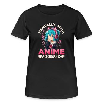 Anime et musique Chibi - T-shirt respirant Femme - noir - Devant - AI Model Female 172 light (172cm)