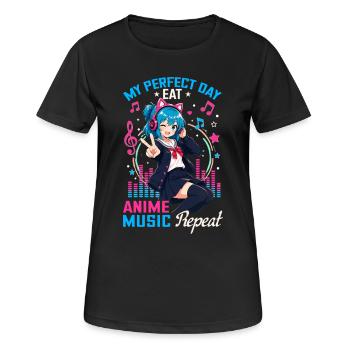 Anime et musique Chibi - T-shirt respirant Femme - noir - Devant - AI Model Female 172 light (172cm)