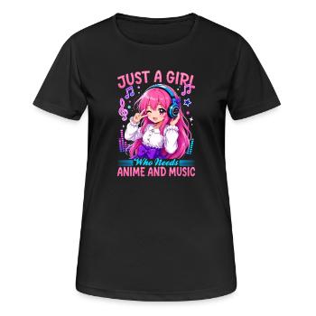 Anime et musique Chibi - T-shirt respirant Femme - noir - Devant - AI Model Female 172 light (172cm)