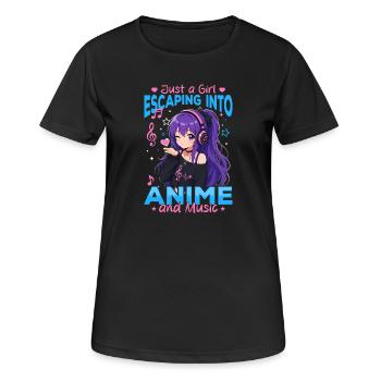 Anime et musique Chibi - T-shirt respirant Femme - noir - Devant - AI Model Female 172 light (172cm)