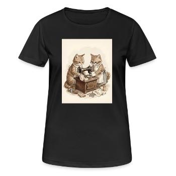 Schnurrhaarschneider bei Vintage Sewing - Frauen T-Shirt atmungsaktiv - Schwarz - Vorne - AI Model Female 172 light (172cm)
