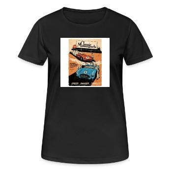 Motorsport  - Frauen T-Shirt atmungsaktiv - Schwarz - Vorne - AI Model Female 172 light (172cm)