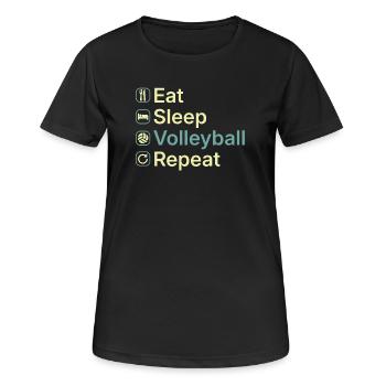 Eat Sleep Volleyball Repeat Funny Volleyball Gift - Women's Breathable T-Shirt - black - Front - AI Model Female 172 light (172cm)