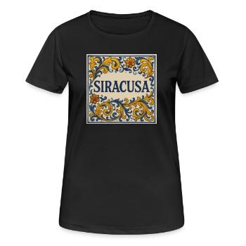 Siracusa Blumenkachel Ornament - Frauen T-Shirt atmungsaktiv - Schwarz - Vorne - AI Model Female 172 light (172cm)