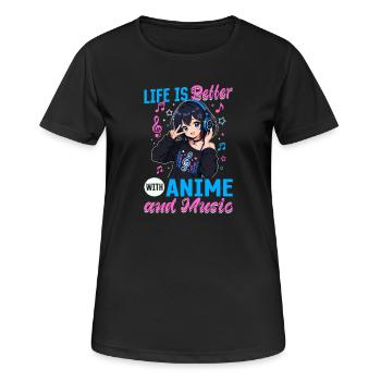 Anime et musique Chibi - T-shirt respirant Femme - noir - Devant - AI Model Female 172 light (172cm)