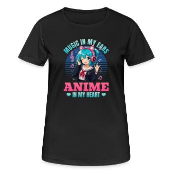 Anime et musique Chibi - T-shirt respirant Femme - noir - Devant - AI Model Female 172 light (172cm)