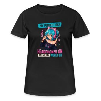 Anime et musique Chibi - T-shirt respirant Femme - noir - Devant - AI Model Female 172 light (172cm)