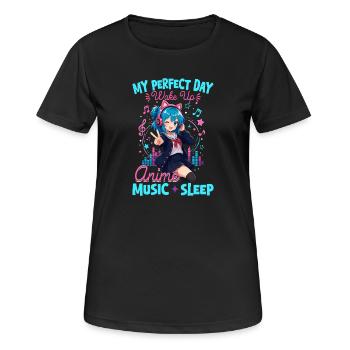 Anime et musique Chibi - T-shirt respirant Femme - noir - Devant - AI Model Female 172 light (172cm)