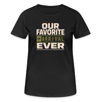 Militärischer Heimkehr-familieneinsatz Willkommen - Frauen T-Shirt atmungsaktiv - Schwarz - Vorne - AI Model Female 172 light (172cm)