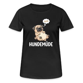 Hundemüde Traum-Pug Knochen - Frauen T-Shirt atmungsaktiv - Schwarz - Vorne - AI Model Female 172 light (172cm)