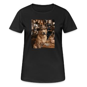 Chien Cowboy Bar à cigares Golden Retriever - T-shirt respirant Femme - noir - Devant - AI Model Female 172 light (172cm)