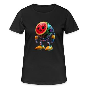 Watermelon Funk Robot - Frauen T-Shirt atmungsaktiv - Schwarz - Vorne - AI Model Female 172 light (172cm)