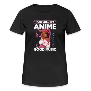 Anime and Music Chibi Black Girl - Frauen T-Shirt atmungsaktiv - Schwarz - Vorne - AI Model Female 172 light (172cm)