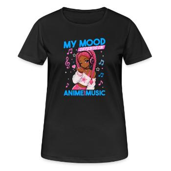 Anime and Music Chibi Black Girl - Frauen T-Shirt atmungsaktiv - Schwarz - Vorne - AI Model Female 172 light (172cm)