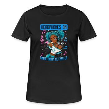 Anime et musique Chibi Black Girl - T-shirt respirant Femme - noir - Devant - AI Model Female 172 light (172cm)