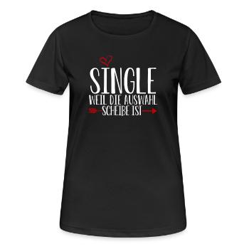 Single Humor mit Herz und Pfeil - Frauen T-Shirt atmungsaktiv - Schwarz - Vorne - AI Model Female 172 light (172cm)