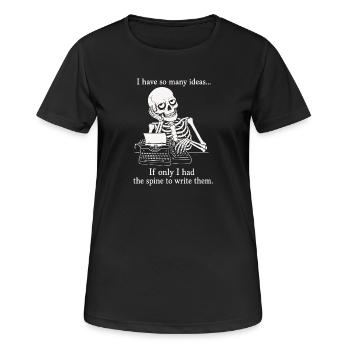 Funny Skeleton Writer Block Spine Pun Typewriter - Women's Breathable T-Shirt - black - Front - AI Model Female 172 light (172cm)