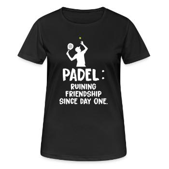 Padel_Ruining_Friendships_Since_Day_One - Women's Breathable T-Shirt - black - Front - AI Model Female 172 light (172cm)