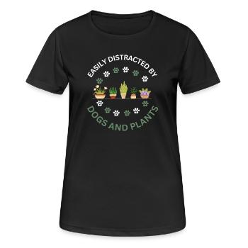 Easily Distracted by Dogs and Plants Gift - Women's Breathable T-Shirt - black - Front - AI Model Female 172 light (172cm)