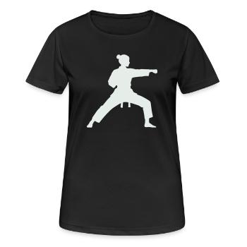 Kampfkunst Silhouette Karate Frau - Frauen T-Shirt atmungsaktiv - Schwarz - Vorne - AI Model Female 172 light (172cm)