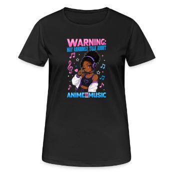 Anime and Music Chibi Black Girl - Frauen T-Shirt atmungsaktiv - Schwarz - Vorne - AI Model Female 172 light (172cm)