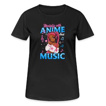 Anime and Music Chibi Black Girl - Frauen T-Shirt atmungsaktiv - Schwarz - Vorne - AI Model Female 172 light (172cm)