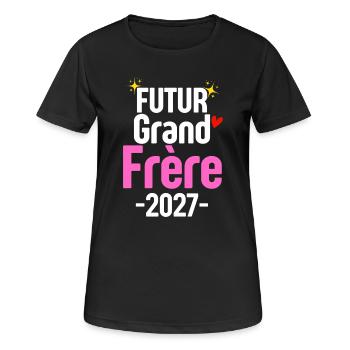 Futur Grand Frère 2027 Sœur Rose - T-shirt respirant Femme - noir - Devant - AI Model Female 172 light (172cm)