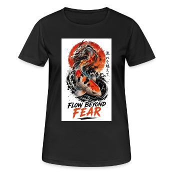 Koi-Drache Flow Beyond Fear - Frauen T-Shirt atmungsaktiv - Schwarz - Vorne - AI Model Female 172 light (172cm)
