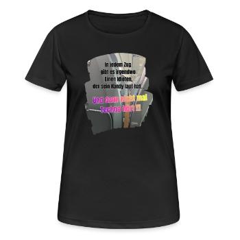 Lautes Handy im Zug Techno Meme - Frauen T-Shirt atmungsaktiv - Schwarz - Vorne - AI Model Female 172 light (172cm)