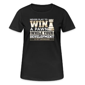 Schach Schachspieler Schachbrett - Frauen T-Shirt atmungsaktiv - Schwarz - Vorne - AI Model Female 172 light (172cm)