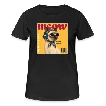 Meow Elegance Sonnenbrillenkatze - Frauen T-Shirt atmungsaktiv - Schwarz - Vorne - AI Model Female 172 light (172cm)