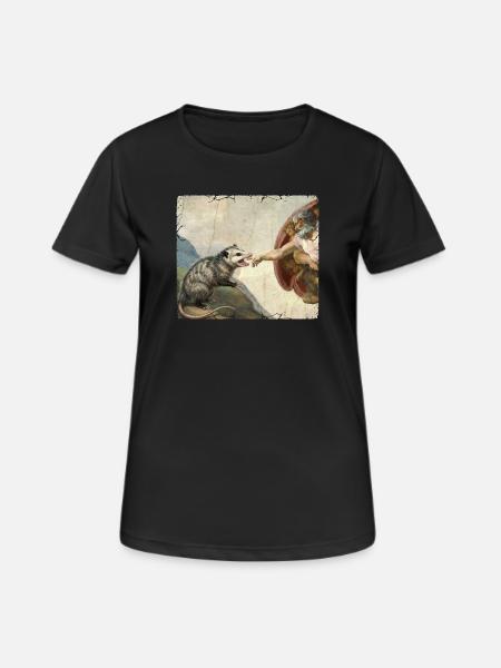 Opossum Schlägt Gottes Hand Lustiges Opossum meme - Frauen T-Shirt atmungsaktiv - Schwarz