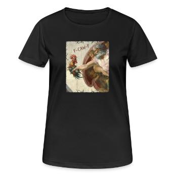 F-CAW-F Rooster Meme – Drôle de sarcastique - T-shirt respirant Femme - noir - Devant - AI Model Female 172 light (172cm)