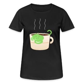KaffeeDrache Becher Cozy - Frauen T-Shirt atmungsaktiv - Schwarz - Vorne - AI Model Female 172 light (172cm)