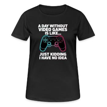 Une journée sans jeux vidéo - T-shirt respirant Femme - noir - Devant - AI Model Female 172 light (172cm)