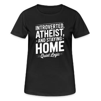 Athée introverti Quiet Logic Tee - T-shirt respirant Femme - noir - Devant - AI Model Female 172 light (172cm)