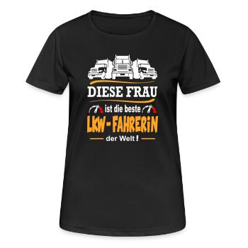 Beste LKW Fahrerin der Welt Lastkraftwagen Frau - Frauen T-Shirt atmungsaktiv - Schwarz - Vorne - AI Model Female 172 light (172cm)