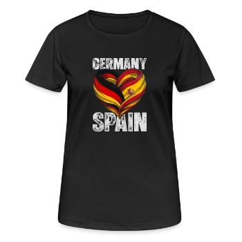 Cœur de l’Espagne et de l’Allemagne - T-shirt respirant Femme - noir - Devant - AI Model Female 172 light (172cm)