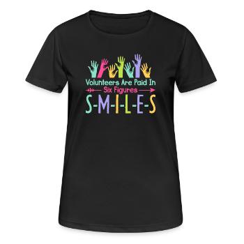 Reconnaissance des bénévoles Sourires à six chiffres - T-shirt respirant Femme - noir - Devant - AI Model Female 172 light (172cm)