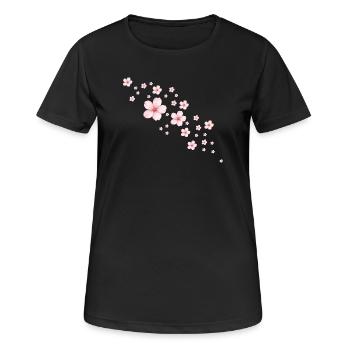 Illustration délicate de fleurs de cerisier - T-shirt respirant Femme - noir - Devant - AI Model Female 172 light (172cm)