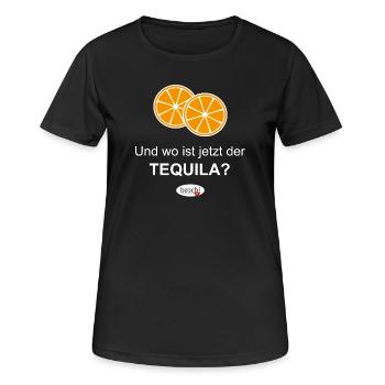 Wo ist jetzt der Tequila? - Frauen T-Shirt atmungsaktiv - Schwarz - Vorne - AI Model Female 172 light (172cm)