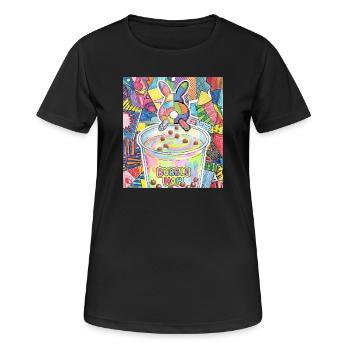 Bubble Tea Boba Drôle de Lapin mignon - T-shirt respirant Femme - noir - Devant - AI Model Female 172 light (172cm)