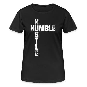 Humble Hustle Entrepreneur Homme d’affaires Businesswom - T-shirt respirant Femme - noir - Devant - AI Model Female 172 light (172cm)