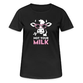 Not Your Milk – Vache cool avec des lunettes de soleil | Vegan - T-shirt respirant Femme - noir - Devant - AI Model Female 172 light (172cm)