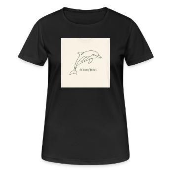 Art en ligne de dauphin : Ami de l’océan - T-shirt respirant Femme - noir - Devant - AI Model Female 172 light (172cm)